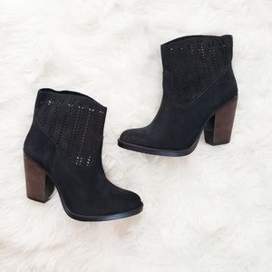 NEW Coolway Leather Suede Laser Cut Black Bootie